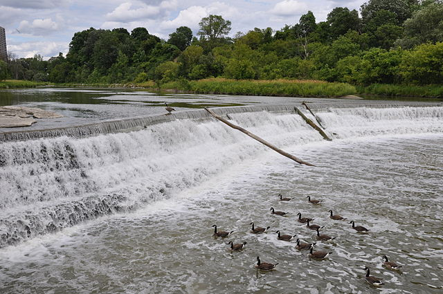 A weir was built on the Humber River (Ontario) to prevent a recurrence of a catastrophic flood.