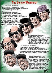 Satirische Karikatur von Muammar Gaddafi