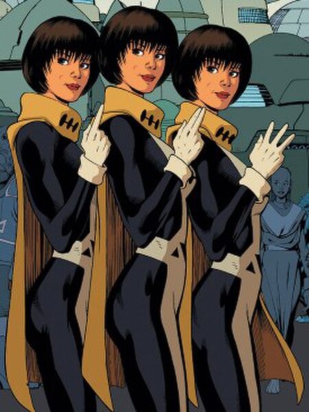 Luornu Durgo as Triplicate Girl, as depicted in Legion of Super-Heroes (vol. 5) #3 (April 2005). Art by Barry Kitson.