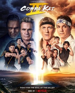 The fourth season of Cobra Kai released on Netflix on December 31, 2021, and consists of 10 episodes. The series is a direct sequel to the original four films in The Karate Kid franchise, focusing on the characters of Daniel LaRusso and Johnny Lawrence over 30 years after the original film. It is the second season to be released in 2021 and to initially release on Netflix after the first two seasons released on YouTube. The season has twelve starring roles, nine of which returned from the previous season, an additional two were added to main cast after recurring throughout previous seasons, and one being a newcomer to the series reprising his role from the film series.