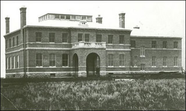 Government House North-West Territories in 1892 shortly after building, before eastern ballroom built and gardens and trees planted