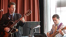 Billy Denk and David Reilly performing at Jazz on the Square jam session in 2009 Jots jazz jam.jpg