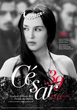 The official César Award poster features French actress Isabelle Adjani, in the 1994 film La Reine Margot.