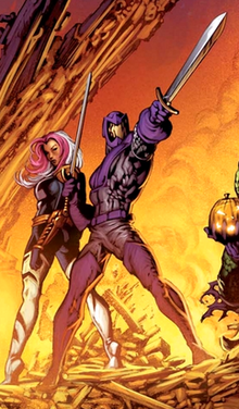 Andreas von Strucker as the Swordsman (middle). Art by Mike Deodato