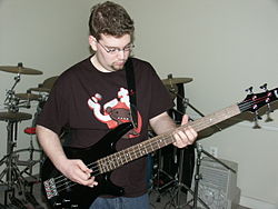 Crimsondust playing bass guitar