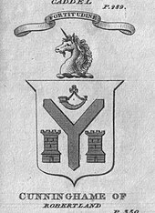 The coat of arms of the Cunninghames of Robertland. Robertland.jpg