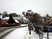 Centre of Village & Sign in Snow Tuddenham St Martin Snow.jpg