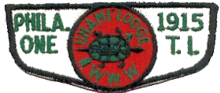 Original emblem of Unami Lodge, the first OA lodge on a latter pocket flap patch Unami Lodge F1.png