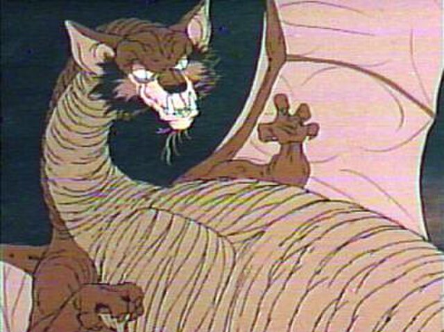 A somewhat cat-like Smaug as seen in the 1977 Rankin/Bass animated film of The Hobbit