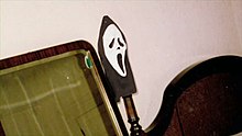 The Fun World "Ghostface" mask as it was first discovered by Marianne Maddalena while scouting the Shadow of a Doubt home Ghostfacemaskdiscovery.jpg