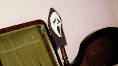 The Fun World "Ghostface" mask as it was first discovered by Marianne Maddalena while scouting the Shadow of a Doubt home