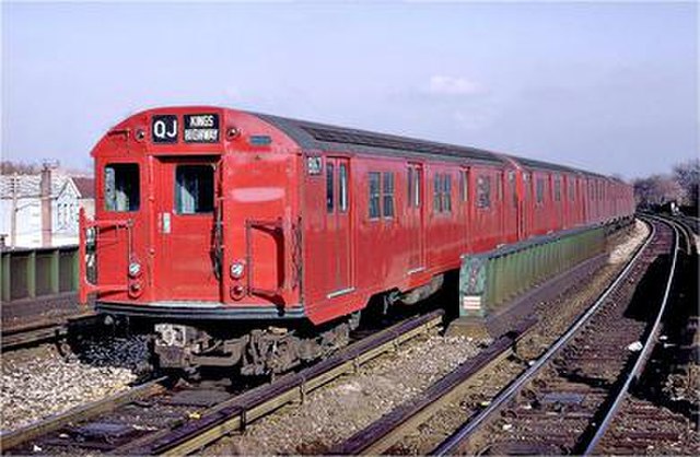 An R27 train on the former QJ service leaving Sheepshead Bay