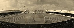 A panorama of the ground, c. 1999, from the upper level of the South Stand