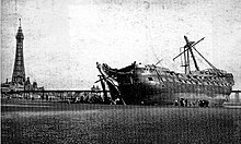 The wreck of HMS Foudroyant in June 1897 HMS Foudroyant wreck.jpg