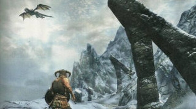 A third-person screenshot from Skyrim