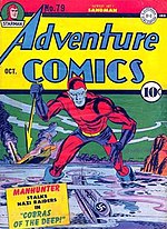 Cover art of Golden Age Paul Kirk, Manhunter, as depicted in Adventure Comics #79.