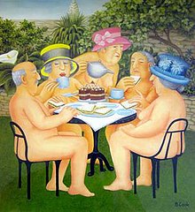 Beryl Cook, Tea in the Garden