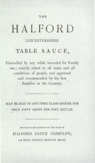 <span class="mw-page-title-main">Halford Leicestershire Table Sauce</span> 19th-century condiment