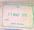 Entry stamp issued at Seme Border in a Nigerian Passport