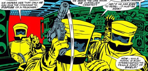 A.I.M. troopers from Tales of Suspense #94. Art by Jack Kirby and Joe Sinnott.