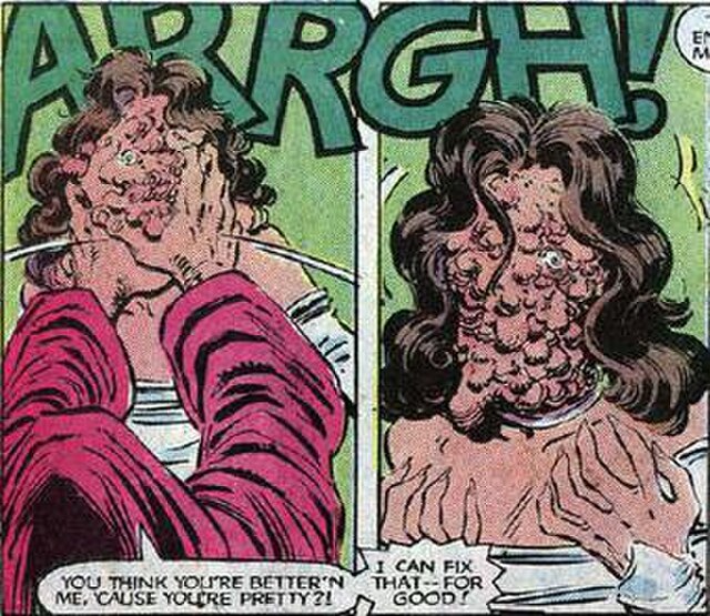 Masque using his flesh-shaping powers on the X-Man Kitty Pryde. Art by John Romita Jr. & Dan Green.