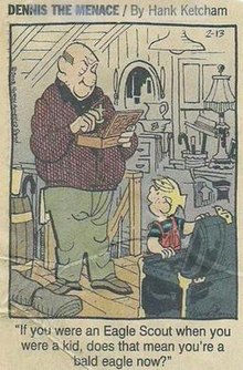 Dennis the Menace discussing Mr. Wilson being an Eagle Scout Mister Wilson the Eagle Scout.jpg