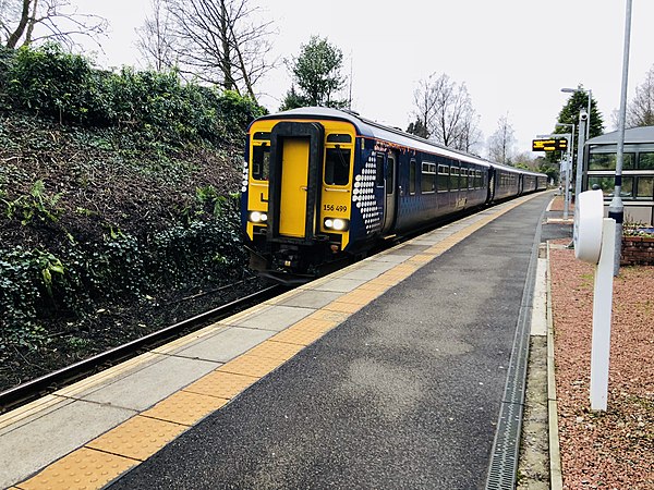 A Glasgow-bound train at Helensburgh Upper in 2020