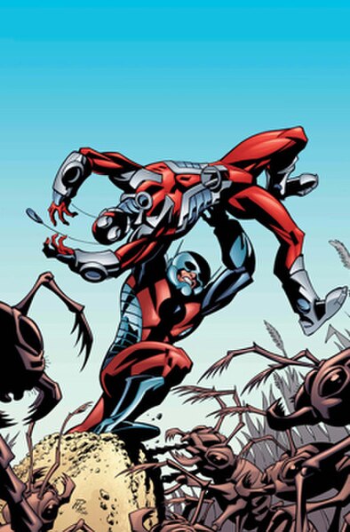 Mitchell Carson and Eric O'Grady on the cover of Irredeemable Ant-Man vol. 1 #5 (April 2007). Art by Phil Hester