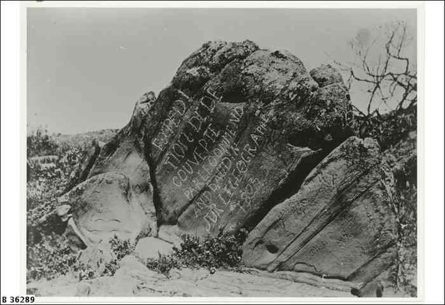 Memorial rock marking the place where Baudin came ashore at Penneshaw on Kangaroo Island in 1803