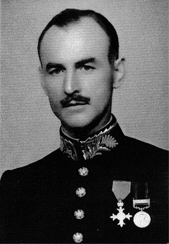 Alfred Norval Mitchell in dress uniform with OBE and India General Service medal 1908-1935, 1943 Norval Mitchell.jpg