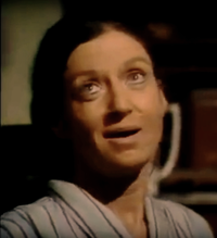 Karen Glaser playing Madame Chargon (Upstairs, Downstairs 1971 TV series - A Patriotic Offering).png