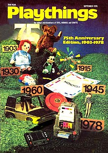 In the 1978 75th Anniversary Cover story of Playthings Magazine, showed the demarcation between toys that kids played with, and the advent of smart-toy, that could play back. Playthings Cover.jpg