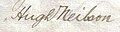 Signature of Hugh Neilson who purchased Chapelton in 1899 from J Archibald Brownlie of Monkcastle, Banker.