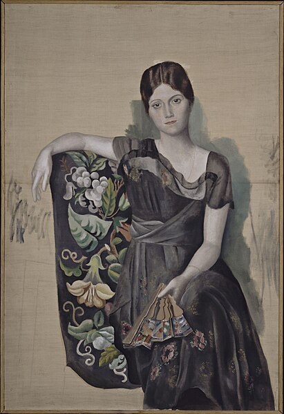 File:Pablo Picasso, 1917-18, Portrait d'Olga dans un fauteuil (Olga in an Armchair), oil on canvas, 130 x 88.8 cm, Musée Picasso, Paris, France.jpg