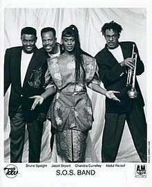 The SOS Band, 1991. De gauche à droite : Bruno Speight, Jason Bryant, Chandra Currelley et Abdul Ra-oof.