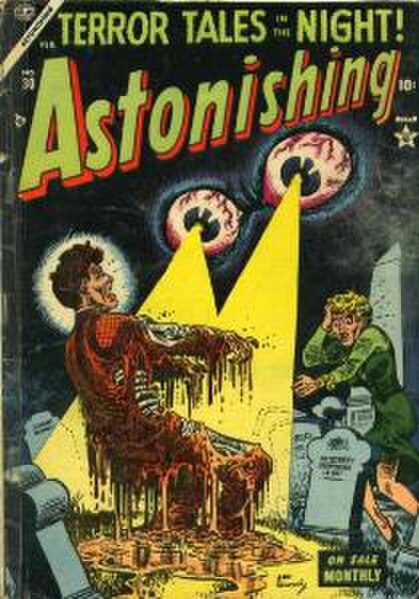 The pre-Comics Code Astonishing #30 (Feb. 1954): Cover art by Joe Maneely.