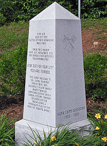 Monument on Signal Hill, Manassas, Virginia, the site from which Edward Porter Alexander first used wig-wag signaling in combat. Signal Hill Manassas VA.jpg