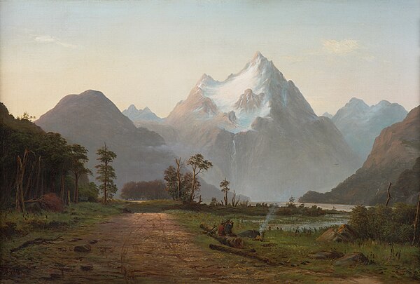 1866 painting of Milford Sound by John Gibb