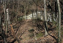 This photo, from 2010, shows how one of Andrews' mortar pits, protected by high banks, would have been virtually impossible to hit with fire from an attacking ship. Whitman-B-From-Above.jpg