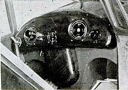 The instrument panel of the SF-2 emulated the look of the Plymouth automobile dashboard. Fahlin SF-2 Cockpit.jpg