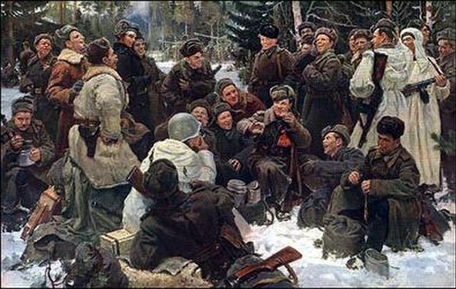 Yuri Neprintsev, Rest after Battle, 1951. Tretyakov Gallery