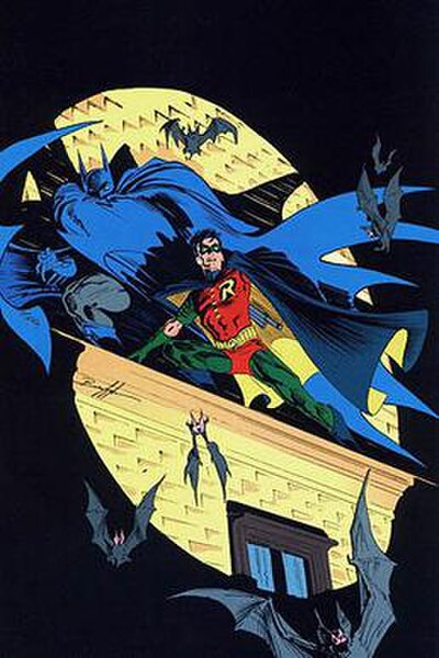 Batman and Robin as drawn by Breyfogle. The cover is a modernization of Batman #9 (Feb.–March 1942), drawn by Fred Ray and Jerry Robinson.