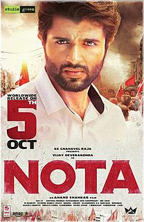 <i>NOTA</i> (film) 2018 film directed by Anand Shankar