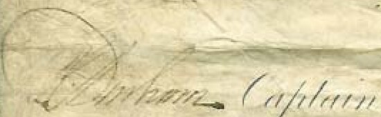 Signature of Captain Durham on a document after Trafalgar