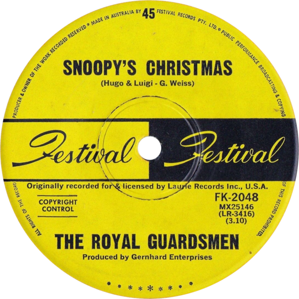 File:Snoopys christmas the royal guardsmen Australian single side-A.png