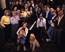 A photo of most of the main characters and animals who first appeared in EastEnders in 1985 EastEnders cast 1985.jpg