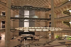 The central atrium with the three transparent floored bridges to go across