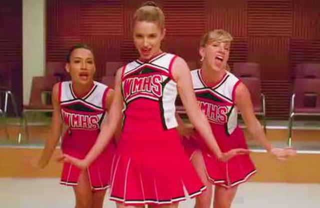 Cheerleaders Santana, Quinn and Brittany perform "I Say a Little Prayer" auditioning for the glee club.