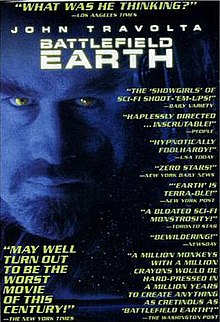 Entertainment Weekly spoof poster for Battlefield Earth quoting the film's many negative reviews Ew be spoof.jpg