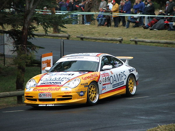 Jim Richards and Barry Oliver competing in the 2005 Targa Tasmania